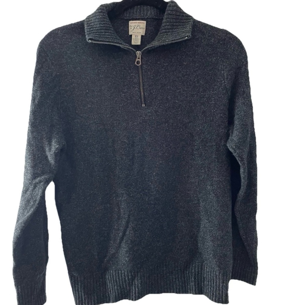 Knit for J. Crew Rugged Wool Blend Half Zip Sweater Men's Xs Charcoal Black